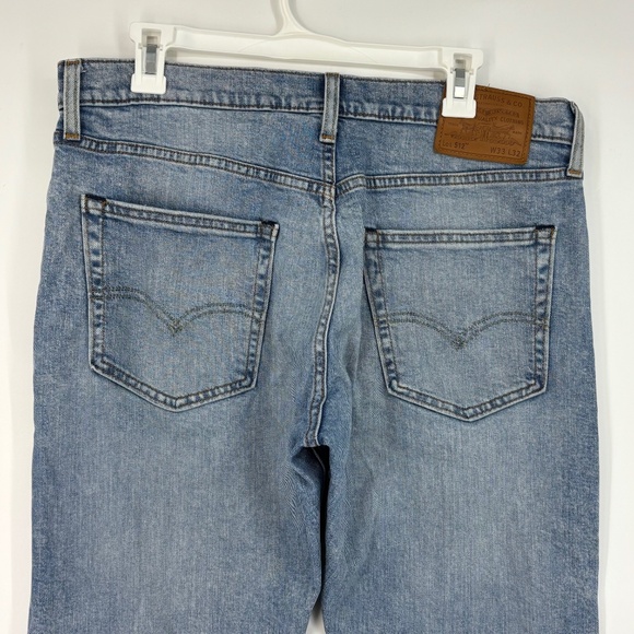 Levi's 512 Mens 33 Waist by 32 Length Slim Taper Jeans Faded Blue Zip Fly Big E - Picture 7 of 11